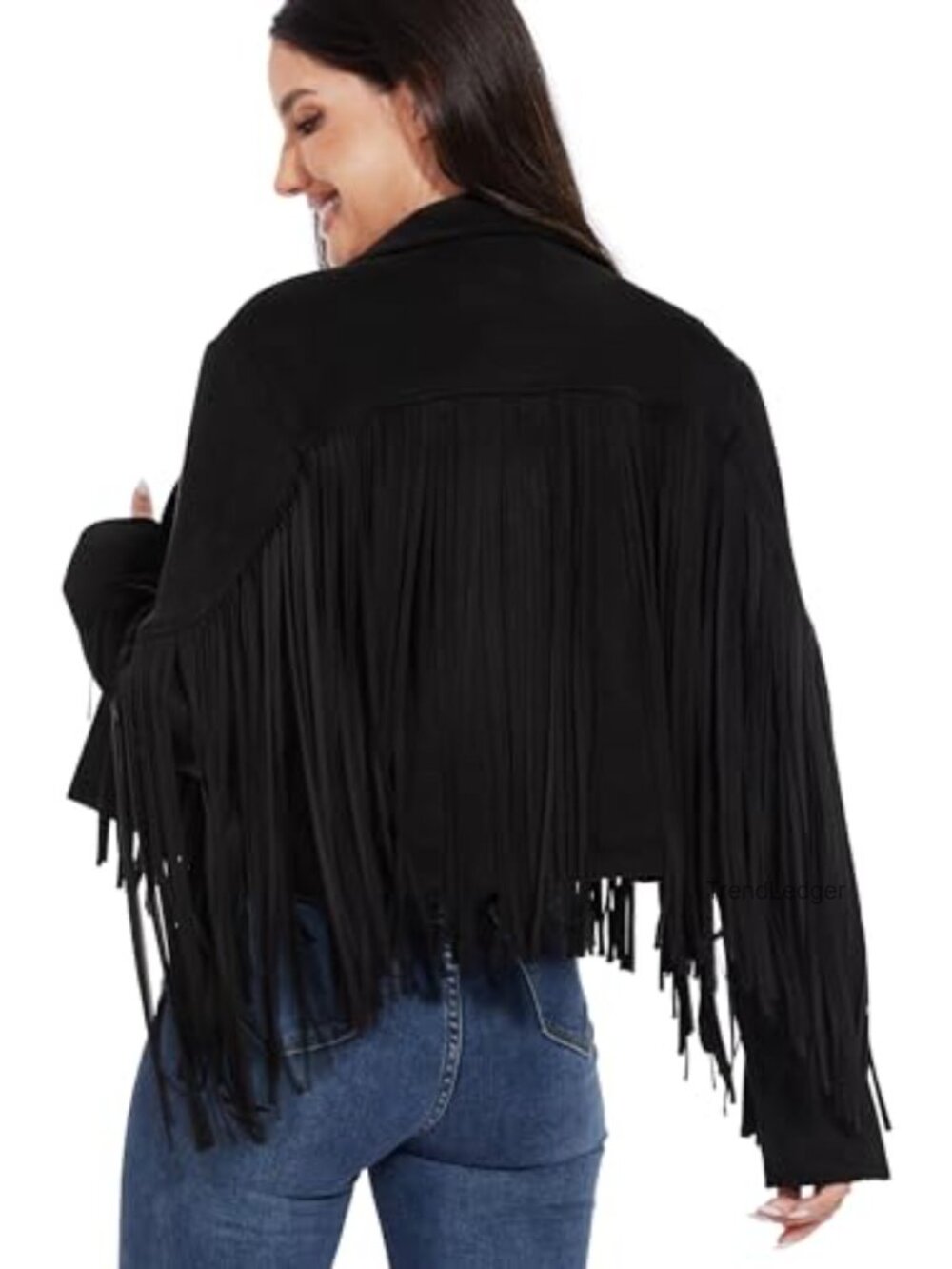 Faux Suede Fringe Leather Jacket Cowgirl Western Boho Fringe Jacket